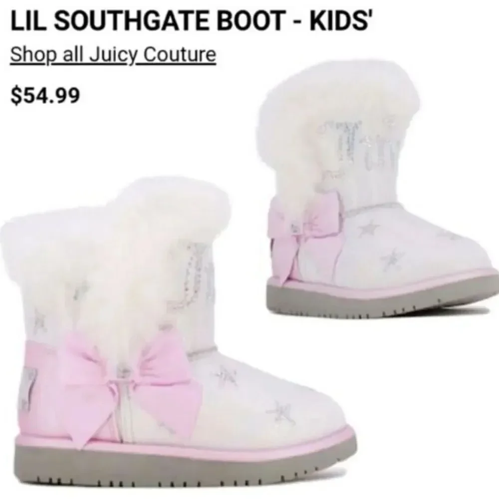 Y2K Juicy Couture Pink Lil Southgate Rhinestones Winter Fur Boots Toddler's SZ 5